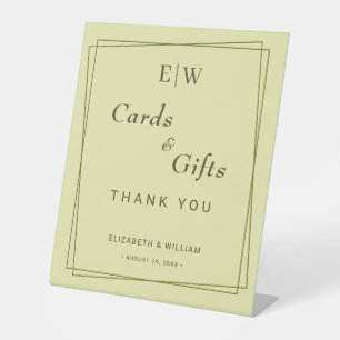 Elegant Frame on Celestial Yellow Monogram Wedding Pedestal Sign