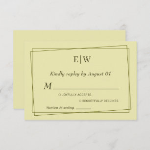 Elegant Frame on Celestial Yellow Monogram Wedding RSVP Card