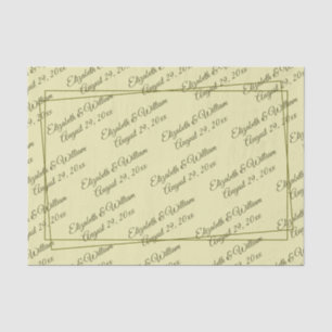 Elegant Frame on Celestial Yellow Monogram Wedding Tissue Paper