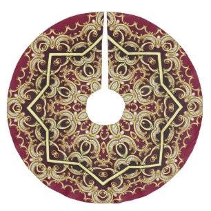 Elegant frame: pearl and gold. brushed polyester tree skirt