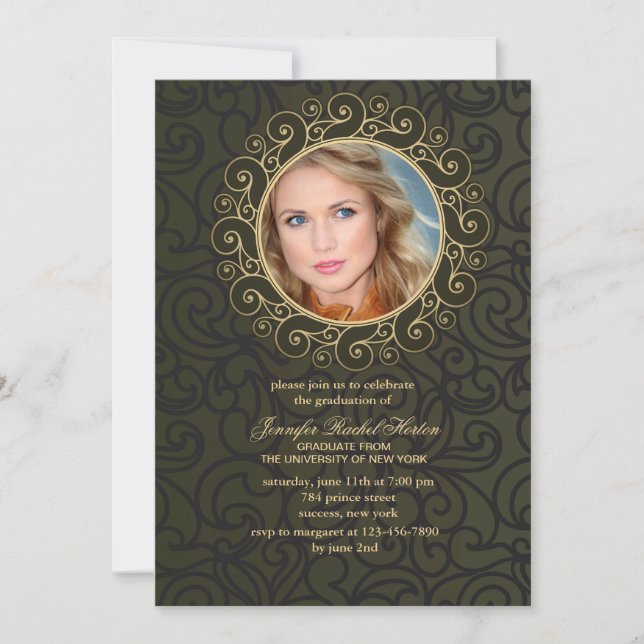 Elegant Frame Photo Graduation Invitation (Front)