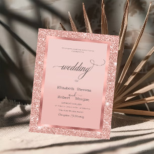 Elegant Frame Rose Gold Glitter Invitation