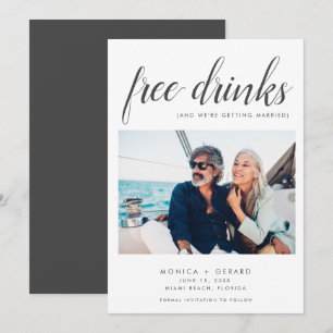 Elegant Free Drinks Photo Wedding Save The Date