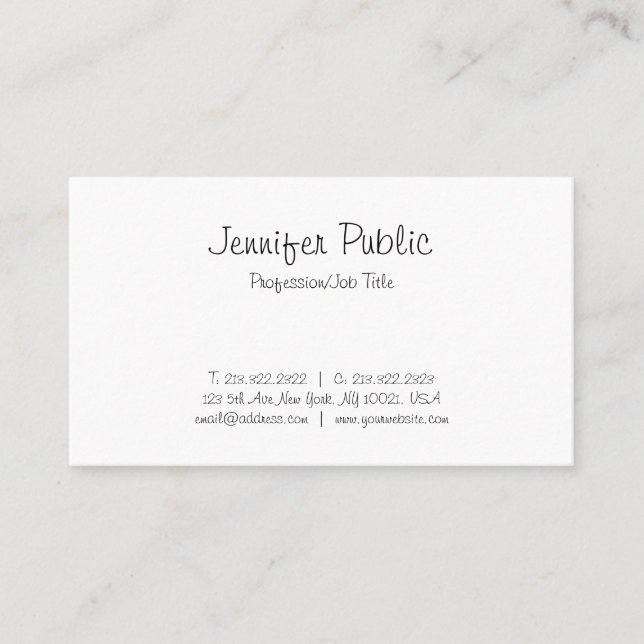 Elegant Freehand Script Simple Trendy Plain Modern Business Card (Front)