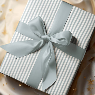 Elegant French Blue and White Thin Stripes Wrapping Paper
