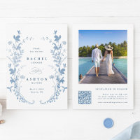 Elegant French Blue Botanical Wedding Photo