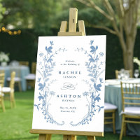 Elegant French Blue Botanical Wedding Welcome