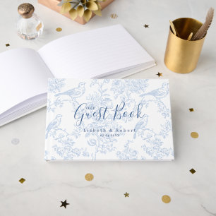 Elegant French Blue Chinoiserie Vintage Wedding Guest Book