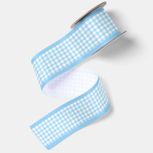 Elegant French Blue Cottagecore Coquette Gingham Satin Ribbon
