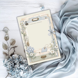 Elegant French Blue Floral Personalised Post-it Notes