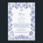 Elegant French Blue Floral Wedding Itinerary Programme<br><div class="desc">An elegant vintage rustic French blue floral monogram wedding design. A simple monogrammed design that uses your initials to create an elegant classic monogram. A charming French blue and white vintage style wedding design with classy script typography. An elegant flower wedding Itinerary program card design with modern elements. Matching wedding...</div>