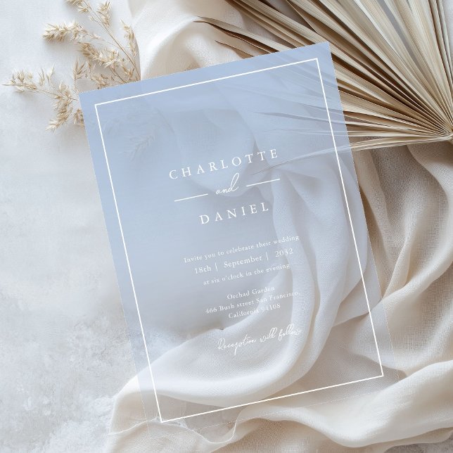 Elegant French Blue Gradient Acrylic Wedding Invitations (Elegant Honey Yellow Gradient Acrylic Wedding Acrylic Invitations)