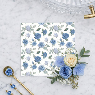 Elegant French Blue Rose Watercolor Pattern Napkin