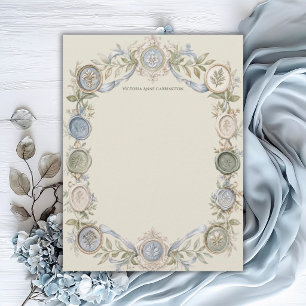 Elegant French Blue Sage Floral Personalised  Custom Letterhead