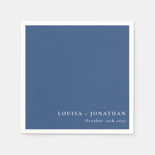 Elegant French Blue Trendy Minimal Custom Names Napkin