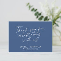 Elegant French Blue Trendy Script Custom Wedding