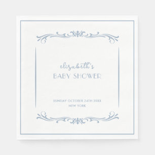 Elegant French Blue Vintage Frame Baby Shower Napkin