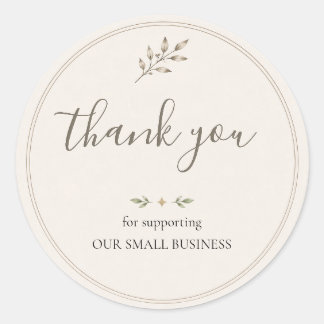 Elegant French Botanical Thank You Packaging Classic Round Sticker