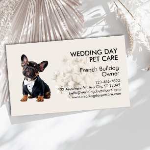 Elegant French Bulldog Wedding Day Pet Care Business Card