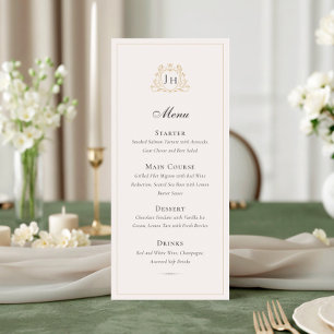 Elegant French Château Monogram Wedding Menu Card