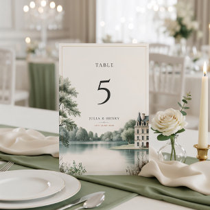 Elegant French Château Monogram Wedding Table Card