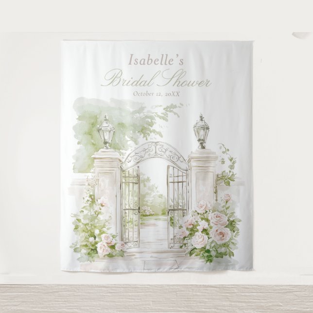 Elegant French Chateau Pastel Bridal Garden  Tapestry (Front)
