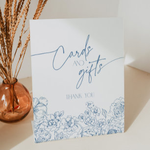 Elegant French Chinoiserie Floral Cards and Gifts Pedestal Sign