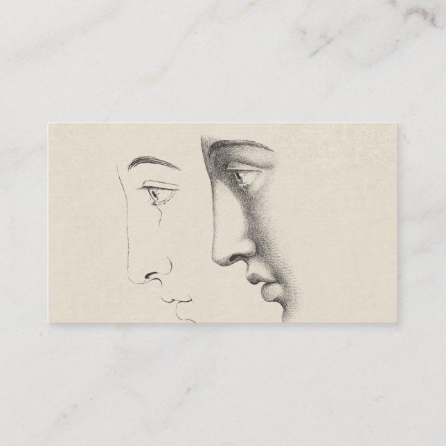 Elegant French Classical Faces Interior Decorator Business Card (Back)
