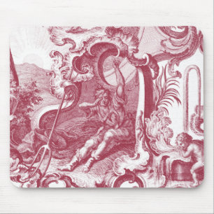 Elegant French Country Antique Red Toile de Jouy Mouse Pad