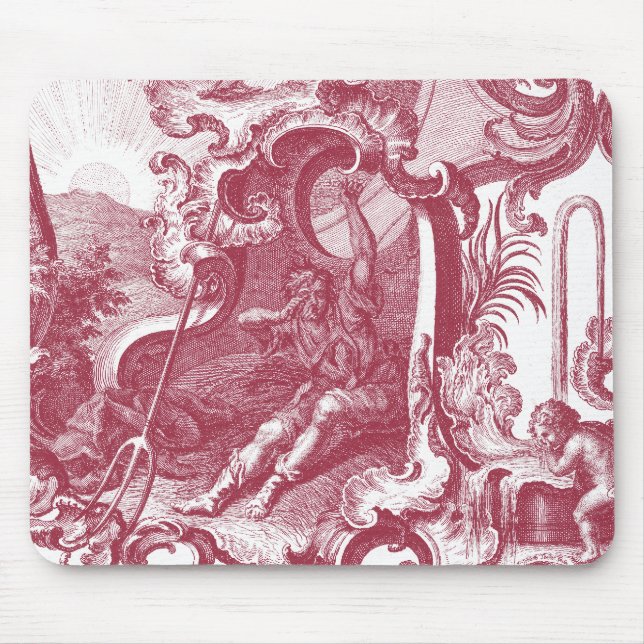 Elegant French Country Antique Red Toile de Jouy Mouse Pad (Front)