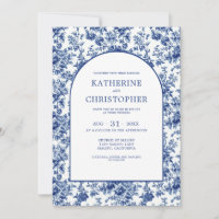 Elegant French Country Blue Toile Floral Wedding