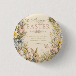 Elegant French Country Easter Greeting Vintage 3 Cm Round Badge