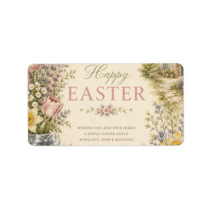 Elegant French Country Easter Greeting Vintage Label