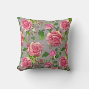 Elegant French Country Garden Rose Design Cushion