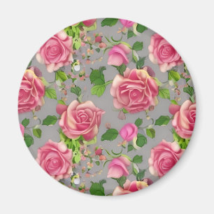 Elegant French Country Garden Rose Design Magnet