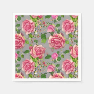 Elegant French Country Garden Rose Design Napkin