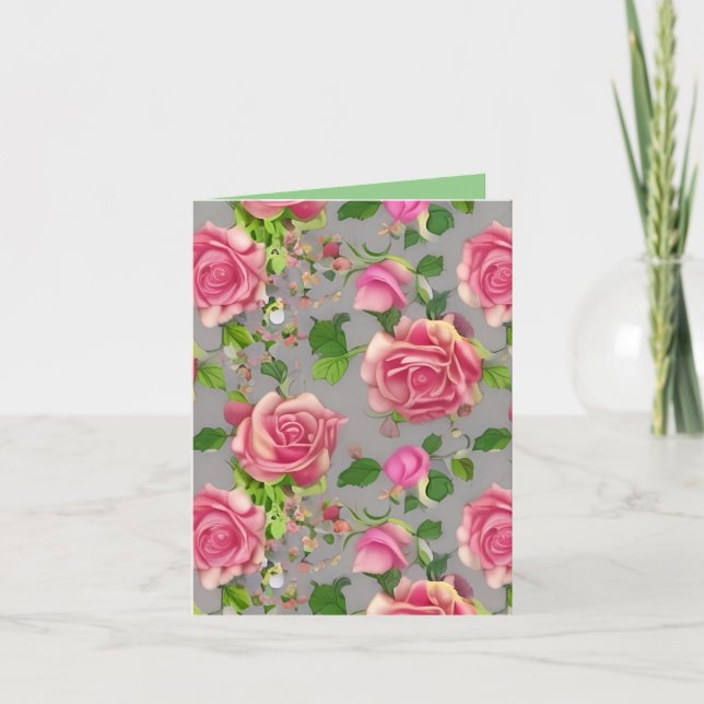 Elegant French Country Garden Rose Design Thank You Card (Front)