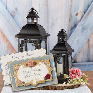 Elegant French Country Gold Filigree Roses Business Card