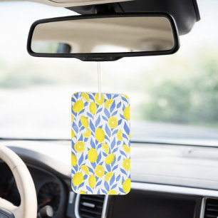 Elegant French Country Lemon Blue Botanical Car Air Freshener