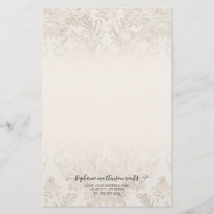 Elegant French Damask Ivory Professional Business Stationery