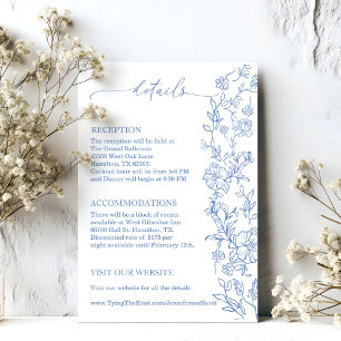 Elegant French Dusty Blue Vintage Wedding Enclosure Card