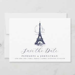 Elegant French Eiffel Tower Destination Wedding Save The Date