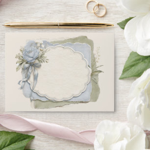 Elegant French Floral Blue Sage Envelope