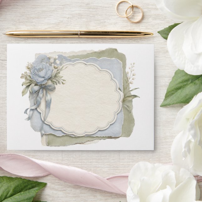 Elegant French Floral Blue Sage  Envelope (Wedding)