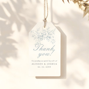 Elegant French Floral Blue Toile Wedding  Gift Tags