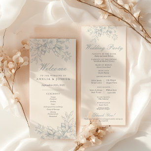  Elegant French Floral Blue Toile Wedding program