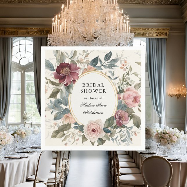 Elegant French Floral Gold Bridal Shower Tea Napkin (Creator Uploaded)