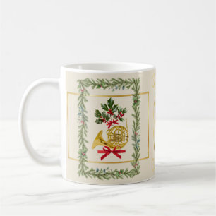 Elegant French Horn Christmas Irish Cream Coffee Mug