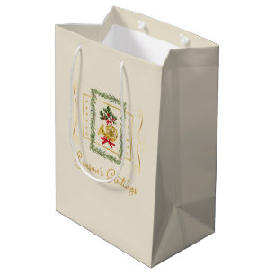 Elegant French Horn Christmas Irish Cream Gift Bag