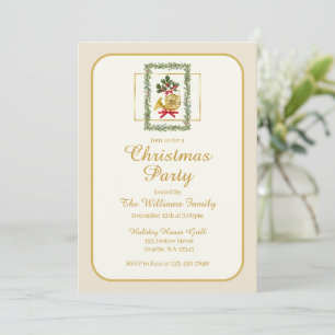 Elegant French Horn Christmas Irish Cream Invitation